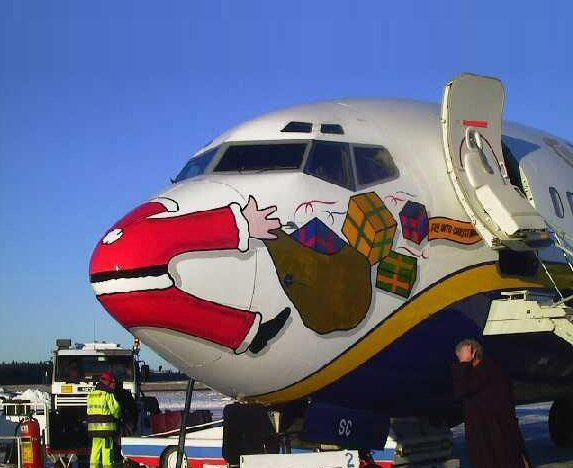 Julemanden ramt af jetfly
